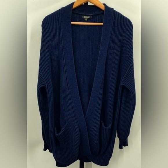 Quince Navy Blue Oversized Cardigan - Picture 2 of 2